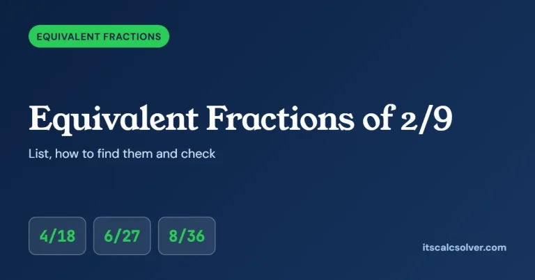 Equivalent fractions of 2/9: 4/18, 6/27 and 8/36