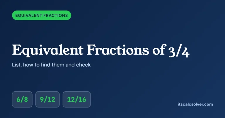 Equivalent fractions of 3/4: 6/8, 9/12 and 12/16
