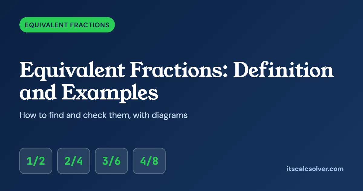 Equivalent fractions: 1/2, 2/4, 3/6 and 4/8 have the same value
